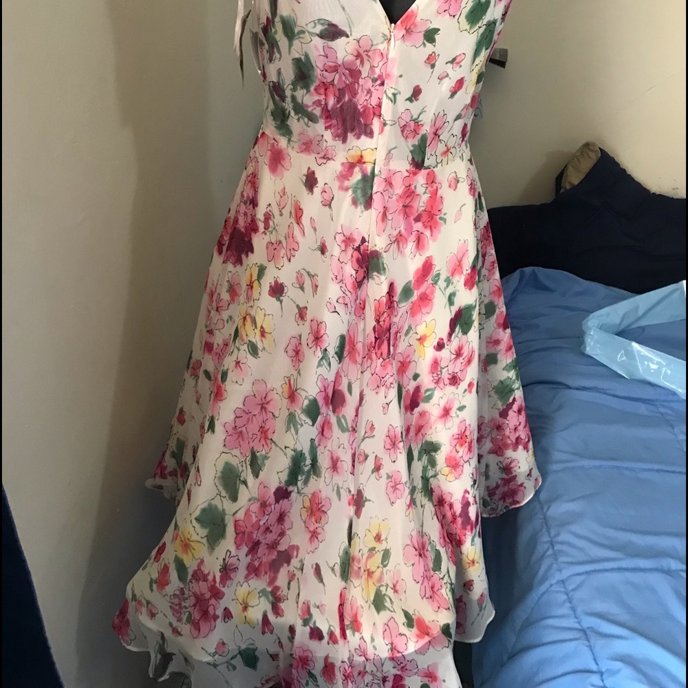 Lapis silk dress fully lined..subtle crinoline - Picture 4 of 8